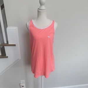 PINK Victoria's Secret Coral Pink Tank Top with White Trim
